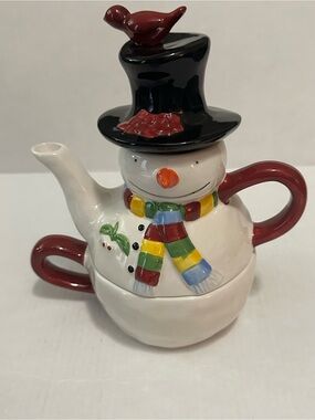 Oneida Snowmates Snowman Tea For One Teapot Cup Mug Stacking Christmas Bird